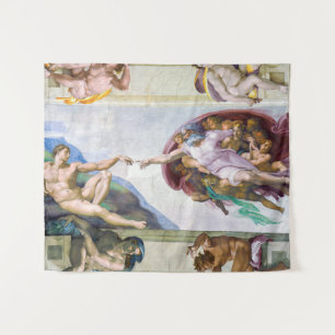 Michelangelo - Gründung von Adam, Sixtinische Kape Wandteppich