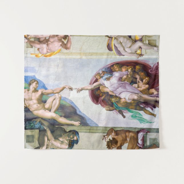 Michelangelo - Gründung von Adam, Sixtinische Kape Wandteppich (Vorderseite (Horizontal))