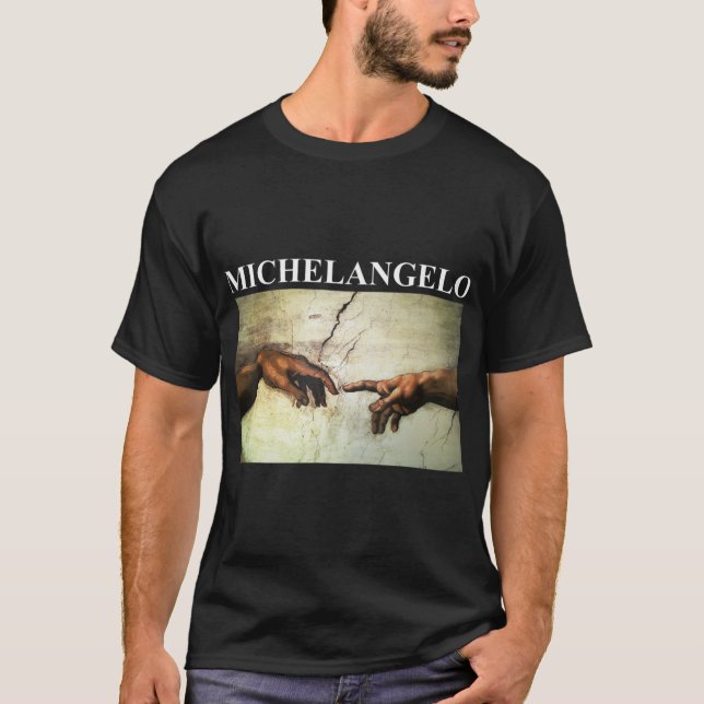 Michelangelo Gründung von Adam Vintag Art T-Shirt (Vorderseite)