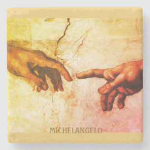 Michelangelo Hände Vintage Kunst Steinuntersetzer