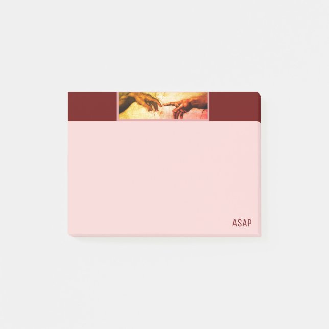 Michelangelo Hands Art on Burgund & Rose Gold Post-it Klebezettel (Vorderseite)