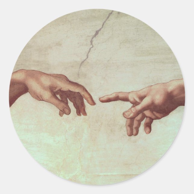 Michelangelo Hands Sticker (Vorderseite)