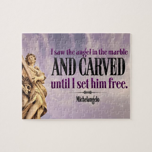 Michelangelo Inspiration Zitat "Engel geschnitzt" (Horizontal)