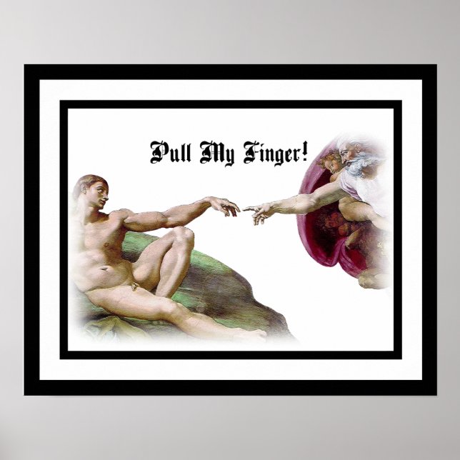 Michelangelo - Menschenerschaffung - Finger ziehen Poster (Vorne)