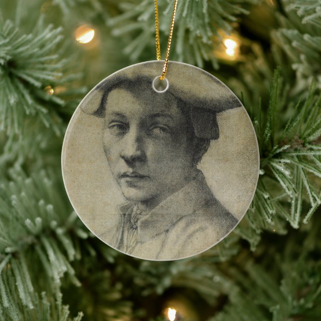 Michelangelo Portrait von Andrea Quaratesi Keramik Ornament (Baum)