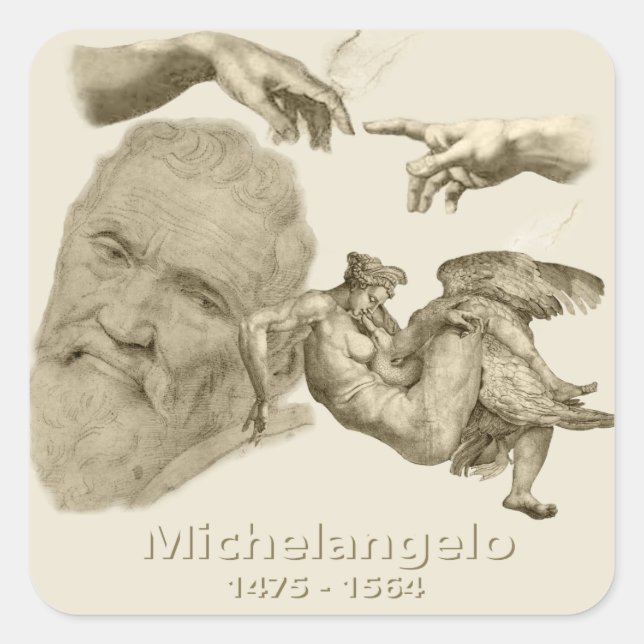 Michelangelo Quadratischer Aufkleber (Vorderseite)