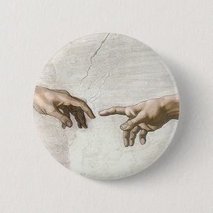 Michelangelo Schöpfung Adams Hände Fine Art Button
