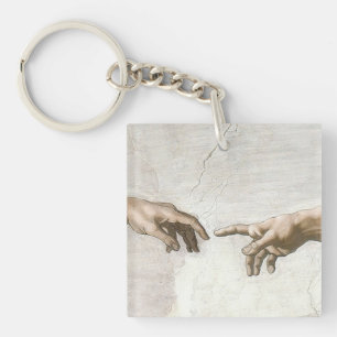 Michelangelo Schöpfung Adams Hände Fine Art Schlüsselanhänger