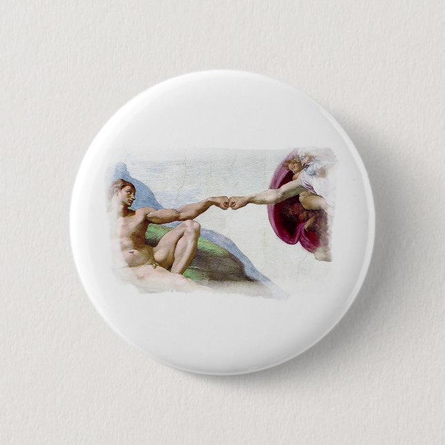 Michelangelo Schöpfung des Menschen - Gott Adam Fa Button (Vorderseite)