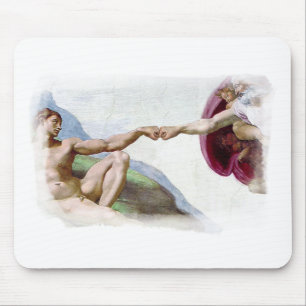 Michelangelo Schöpfung des Menschen - Gott Adam Fa Mousepad