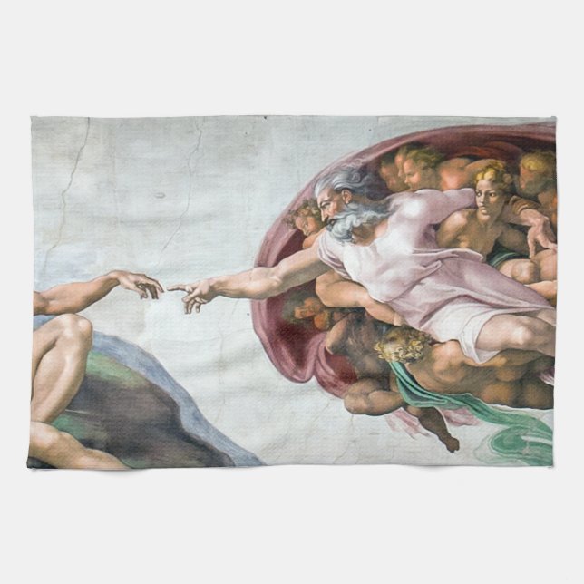 Michelangelo-Schöpfung von Adam Geschirrtuch (Horizontal)