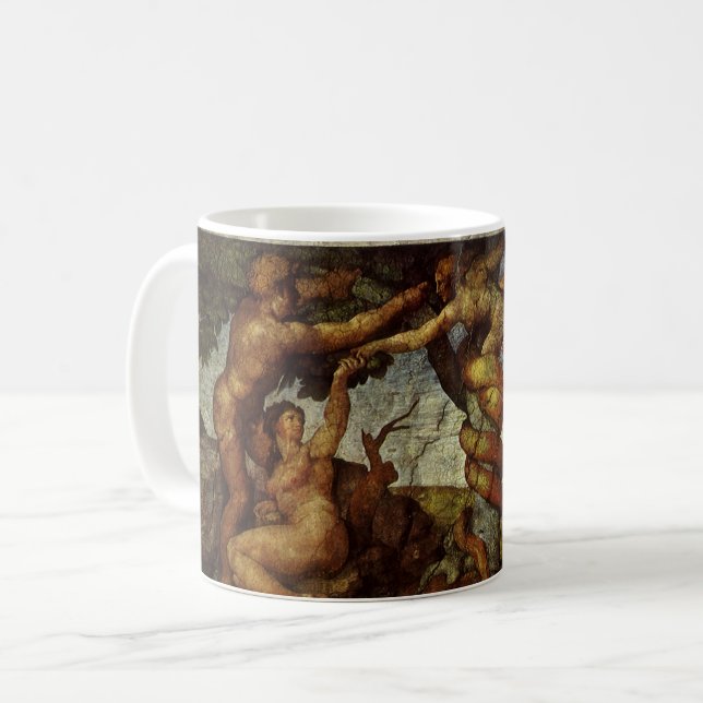 Michelangelos Fall und Ausweisung, Garten Eden Kaffeetasse (Vorderseite Links)