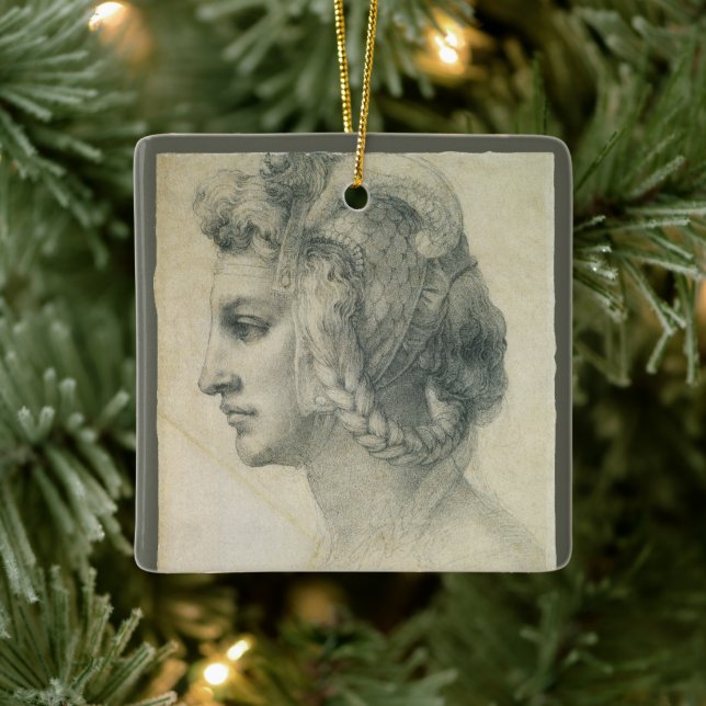 Michelangelos idealer Leiter einer Frau Keramikornament (Baum)