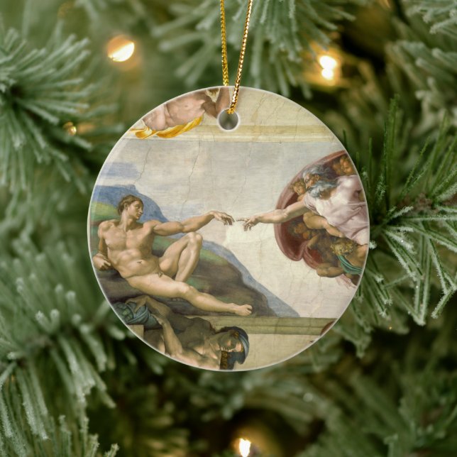 Michelangelos Menschenerschaffung (Schöpfung Adams Keramik Ornament (Baum)