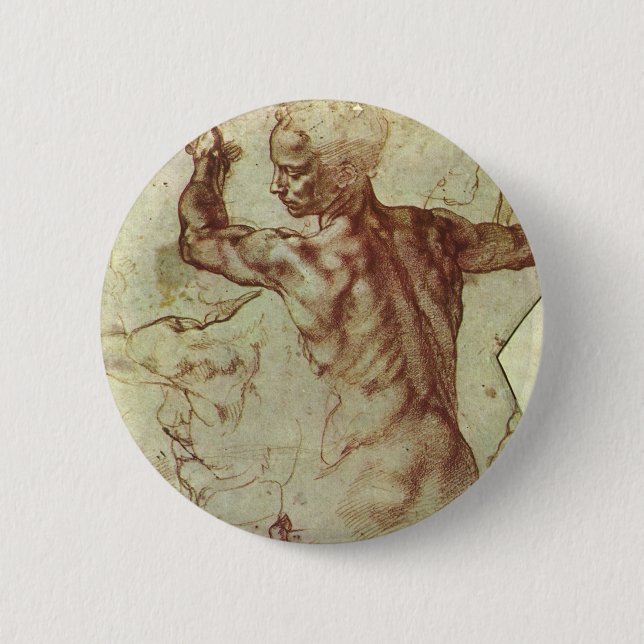 Michelangelos Studie eines libyschen Sibyl Button (Vorderseite)
