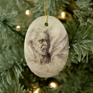 Michelangelos Verdammte Seele, Kopf eines Mannes Keramik Ornament