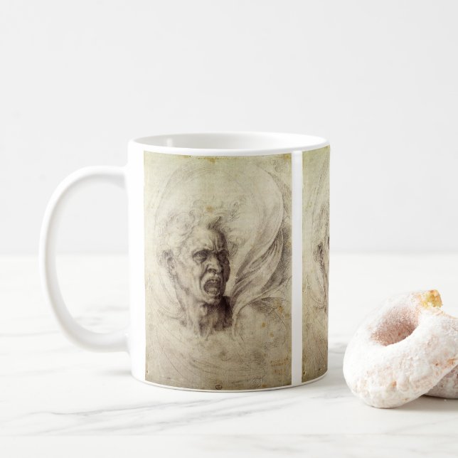 Michelangelos verdammtes Soul, Leiter eines Mannes Kaffeetasse (Mit Donut)