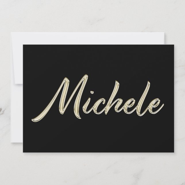 Michele Name white gold Handwriting Karte (Vorderseite)