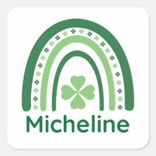 Micheline Name Clover Boho Regenbogen Quadratischer Aufkleber