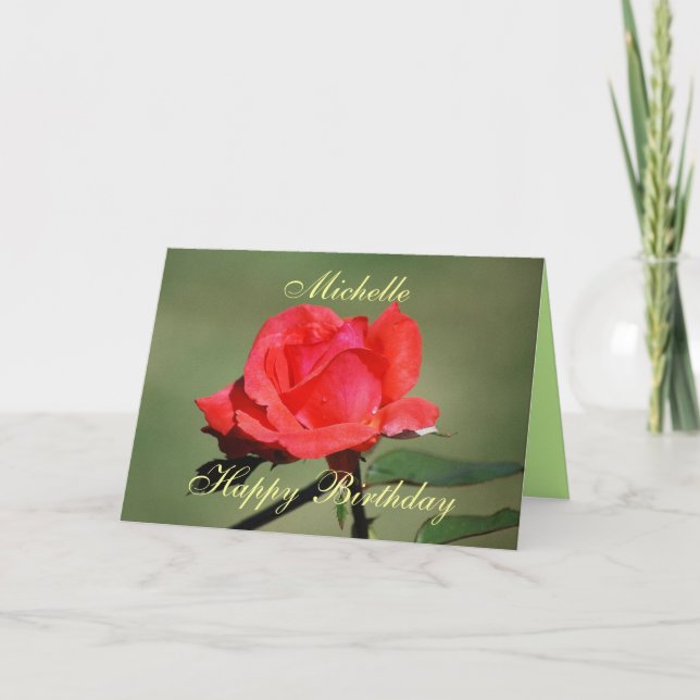 Michelle Bonne carte Rose d'anniversaire Scarlet (Devant)
