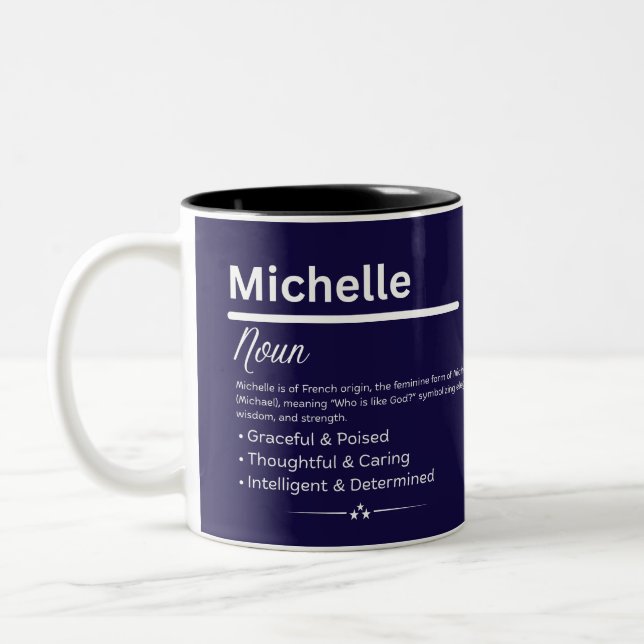 Michelle, Girl Personalized Name Definition Mug (Gauche)