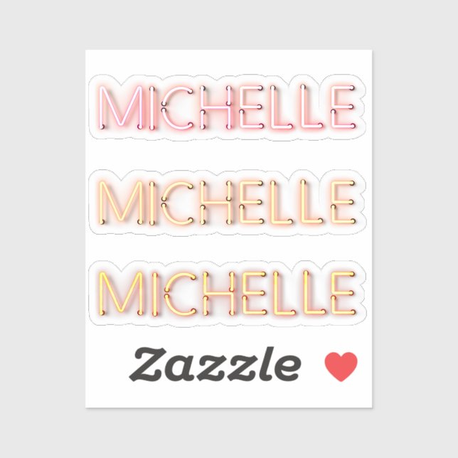 Michelle Name in glühenden Neonbeleuchtung Neuheit Aufkleber (Blatt)