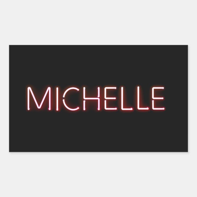 Michelle Name in glühender Neonbeleuchtung Neuheit Rechteckiger Aufkleber (Vorderseite)