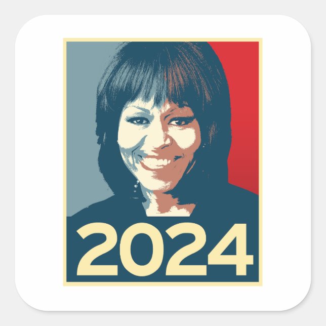 Michelle Obama 2024 Quadratischer Aufkleber (Vorderseite)