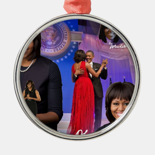 Michelle Obama Silbernes Ornament (Vorne)