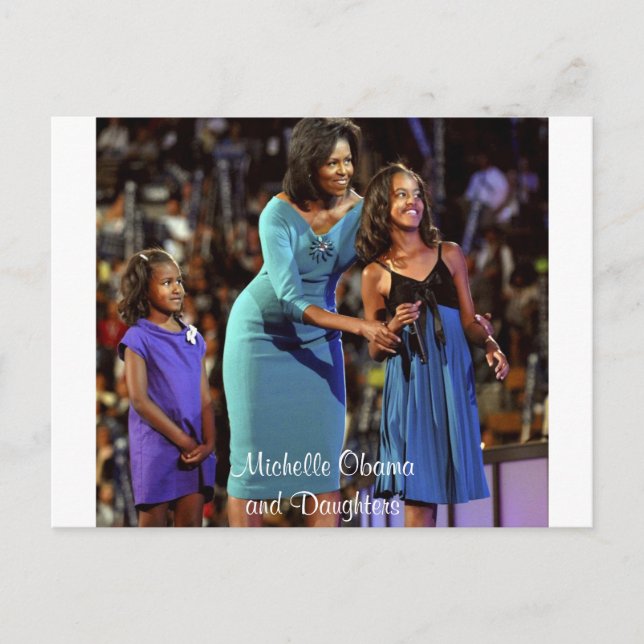 Michelle Obama und Daughters Postkarte (Vorderseite)