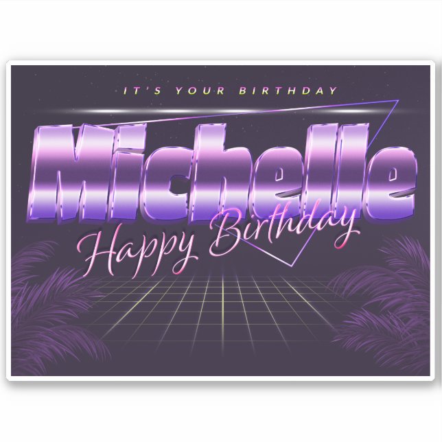 Michelle Prénom Date de naissance de Sticker (Devant)