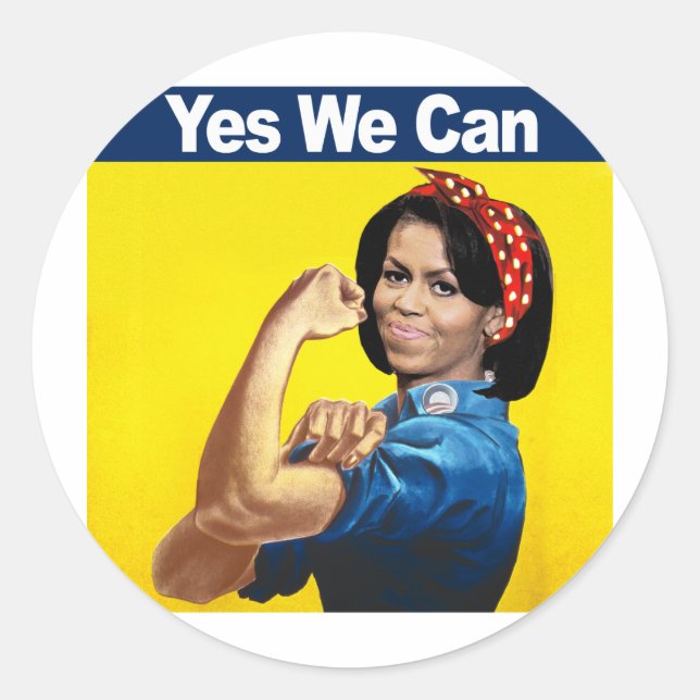 MICHELLE THE RIVETER - JA, WIR KÖNNEN.pnng Runder Aufkleber (Vorderseite)