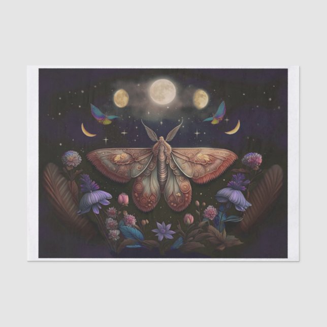 Michelles flatternder Mond, farbenfroher Moth Seidenpapier (Vorderseite)