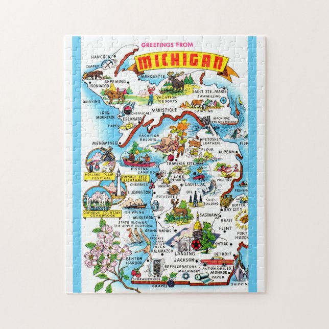 Michigan 11x14 Karte (Vertikal)