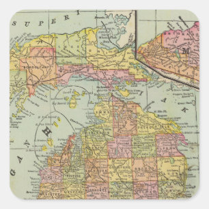 Michigan 3 quadratischer aufkleber
