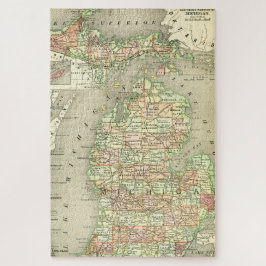 Michigan Antique Map Farbenfroher Staat Norther UP