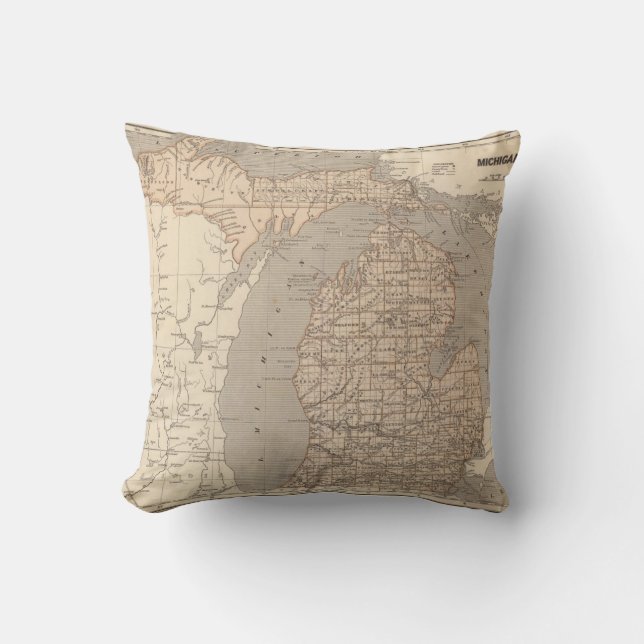 Michigan-Atlas-Karte Kissen (Vorderseite)