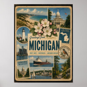 Michigan Authentischer Vintage-Stil Poster