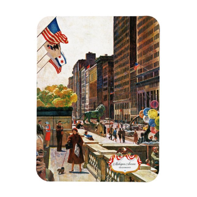 Michigan Avenue, Chicago von John Falter Magnet (Vertikal)