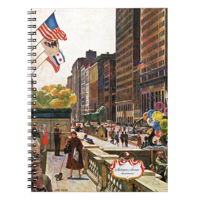 Michigan Avenue, Chicago von John Falter Notizblock (Vorderseite)