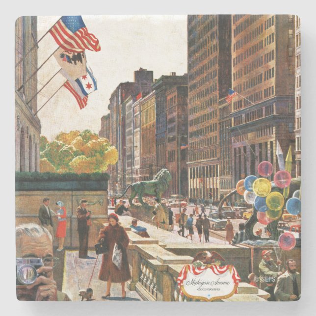 Michigan Avenue, Chicago von John Falter Steinuntersetzer (Vorderseite)