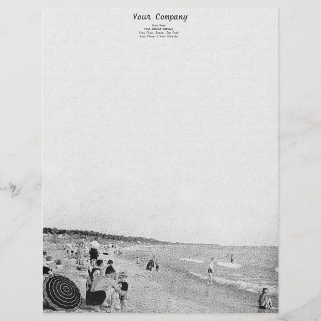 Michigan Beach Scene aus den 40er Jahren Briefbogen (Vorderseite)