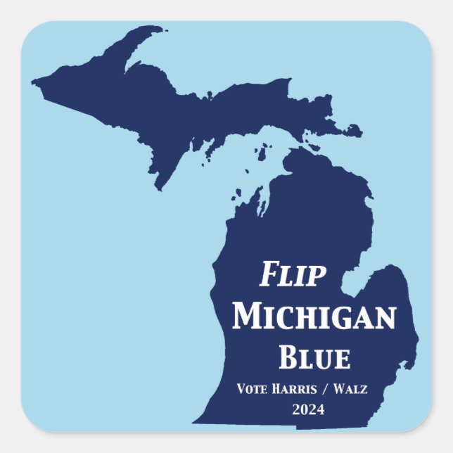 Michigan Blue im Jahr 2024 gedreht Quadratischer Aufkleber (Vorderseite)