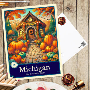 Michigan Carte postale ombragée style Anime