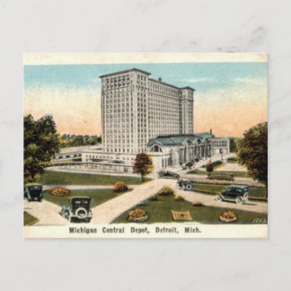 Michigan Central Depot Detroit Michigan Vintage Po Postkarte