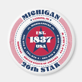 Michigan Circle Typografy Souvenir Magnet
