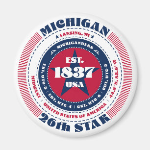 Michigan Circle Typografy Souvenir Magnet