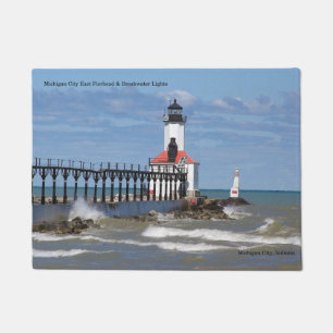Michigan City East Bkw & Pier Lights Türmchen Fußmatte