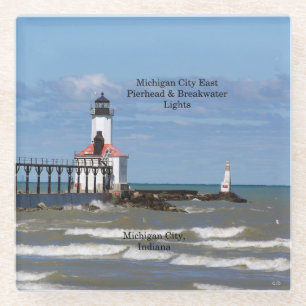 Michigan City East Pier & Bkw Lights Untersetzer