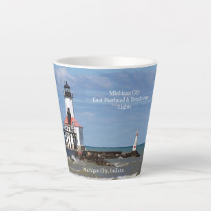 Michigan City East Pierhead & Bkw Lights Latte Tas Milchtasse
